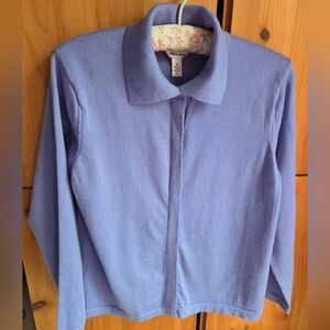 Talbots Women's Periwinkle Merino Wool Collared Cardigan Soze Medium